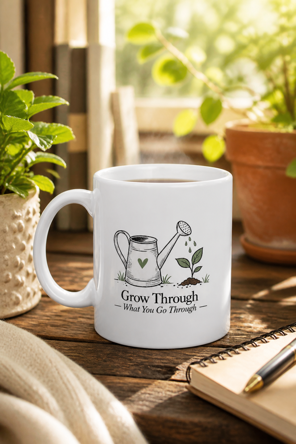 Finding Peace in Your Morning Routine: Grow Through What You Go Through Mug